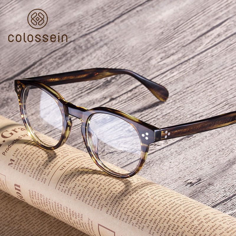 Calssic Style HandCrafted Acetate eyewear Frame - Colossein Fashion polarized Sunglasses Vintage  Retro handcraft for men women