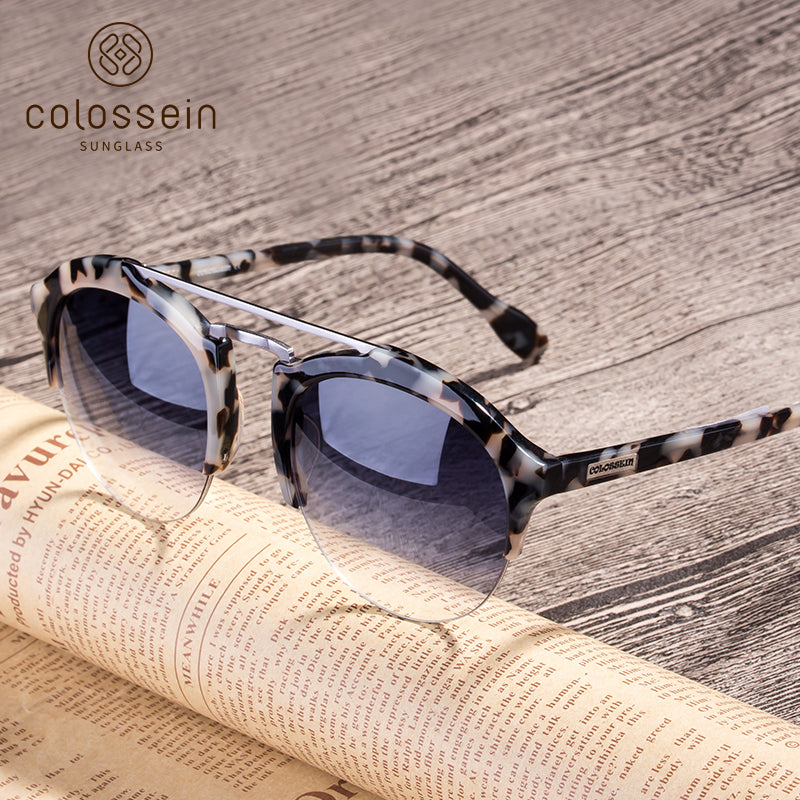 COLOSSEIN Handmade Acetate Fashion Sunglasses with Blue HD Lens for Women - Colossein Fashion polarized Sunglasses Vintage  Retro handcraft for men women