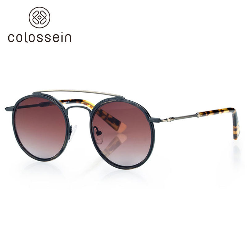 Classic Round Tortoise Retro Fashion Sunglasses - Colossein Fashion polarized Sunglasses Vintage  Retro handcraft for men women