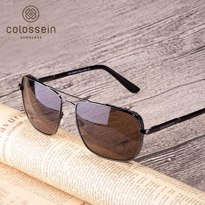 Classic Square Frame Polarized Sunglasses for men - Colossein Fashion polarized Sunglasses Vintage  Retro handcraft for men women