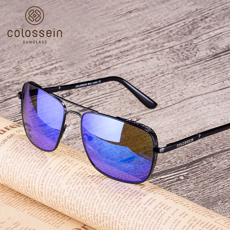 Classic Square Frame Polarized Sunglasses for men - Colossein Fashion polarized Sunglasses Vintage  Retro handcraft for men women