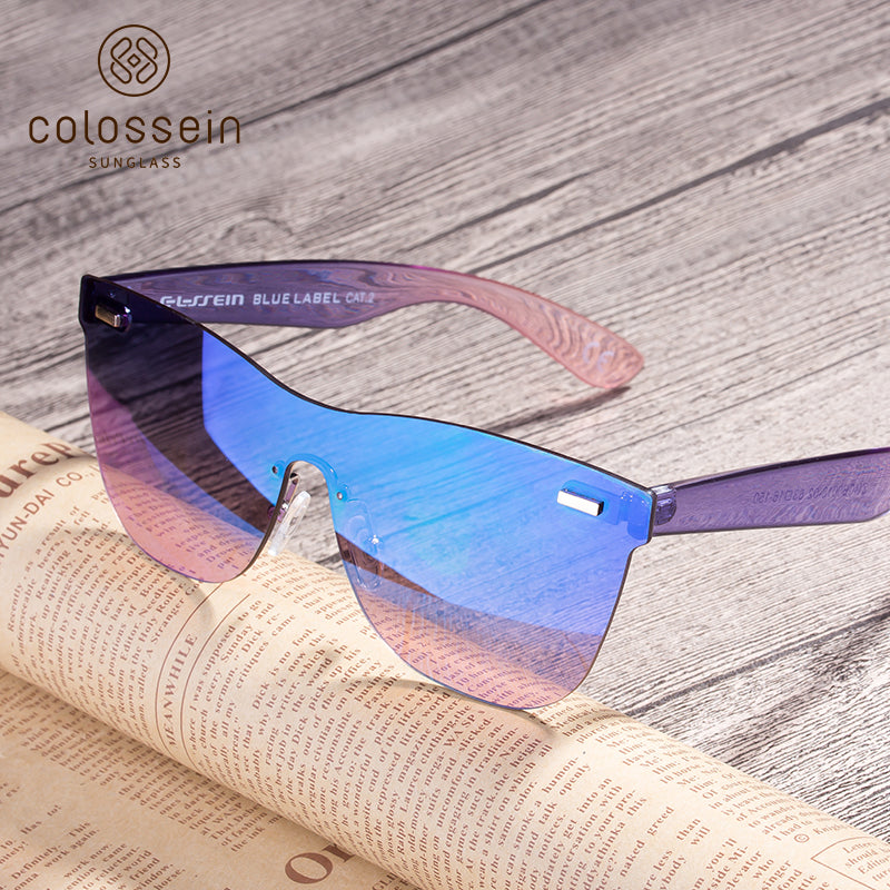 COLOSSEIN Fashion Sunglasses One piece Lens Square Frame - Colossein Fashion polarized Sunglasses Vintage  Retro handcraft for men women